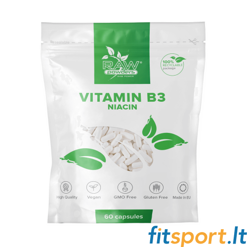 Raw Powders Niacinas (vitaminas B3) 60 kaps. 